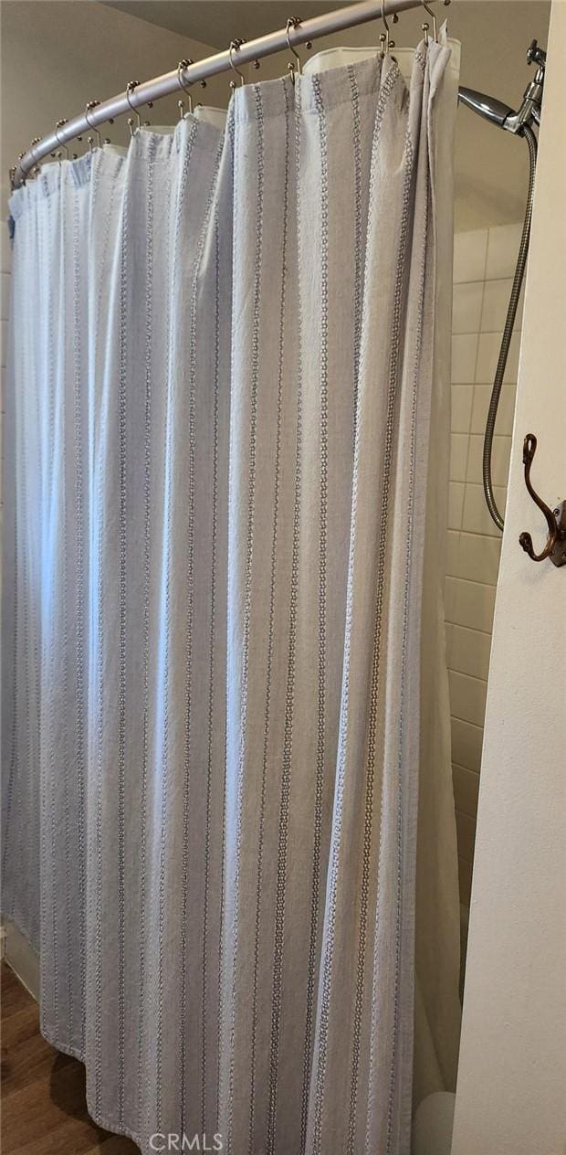 room details with a shower with curtain