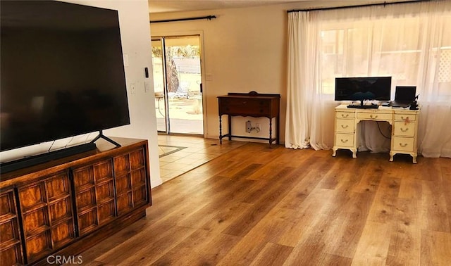 living area featuring wood finished floors