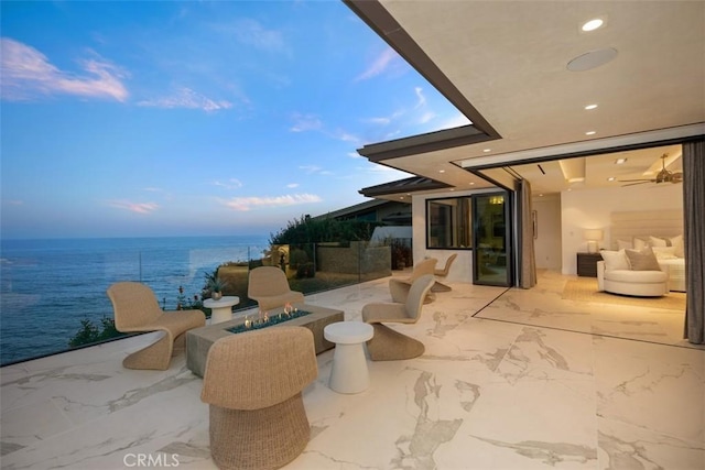 67 Monarch Bay Dr, Dana Point, CA 92629 - view of patio / terrace featuring a water view and an outdoor fire pit