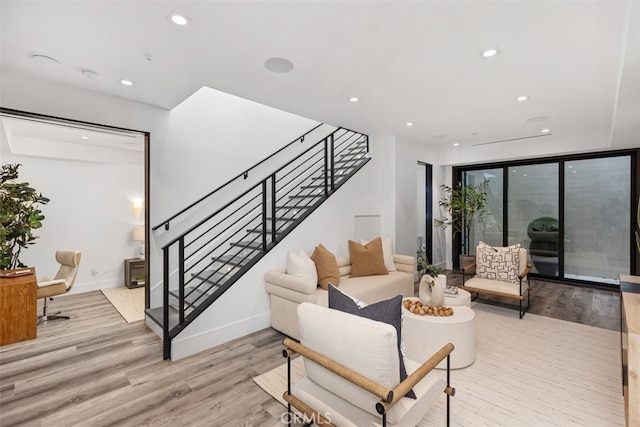 living room featuring light hardwood / wood-style flooring