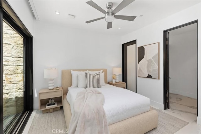 67 Monarch Bay Dr, Dana Point, CA 92629 - bedroom with ceiling fan, marble finish floor, and recessed lighting