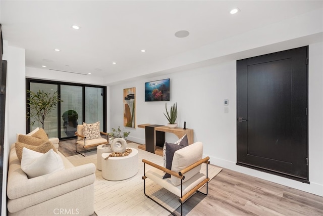 living room featuring light hardwood / wood-style flooring