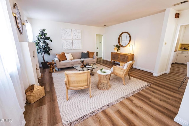 living room featuring hardwood / wood-style flooring