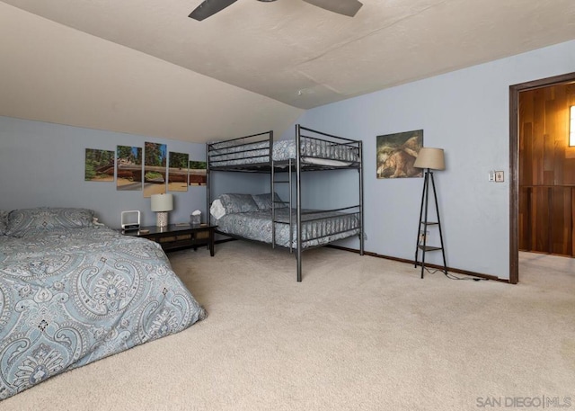 bedroom with carpet floors and ceiling fan