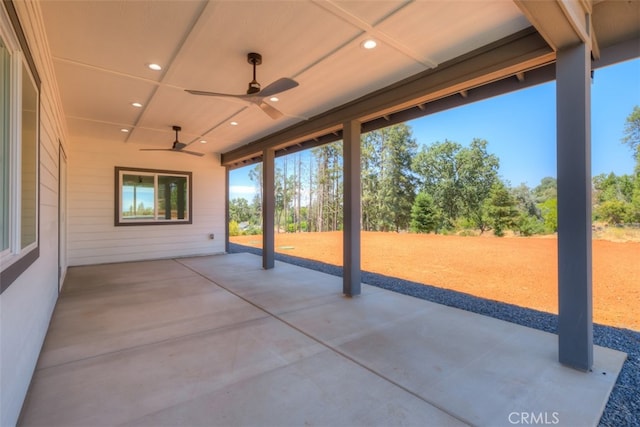 view of patio with ceiling fan