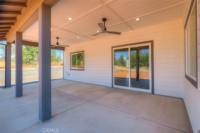 view of patio with ceiling fan