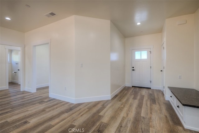 foyer with hardwood / wood-style flooring