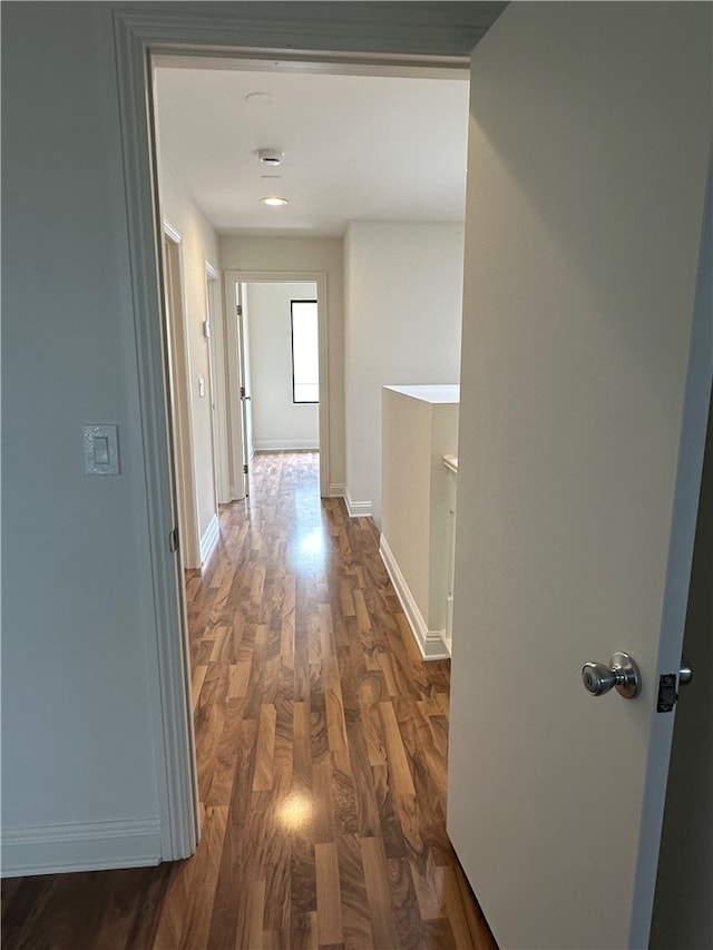 hallway featuring dark hardwood / wood-style flooring