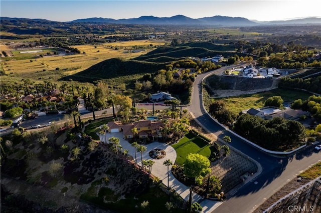 bird's eye view featuring a mountain view