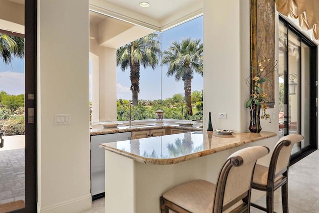 interior space with a wet bar