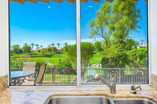 view of patio featuring sink