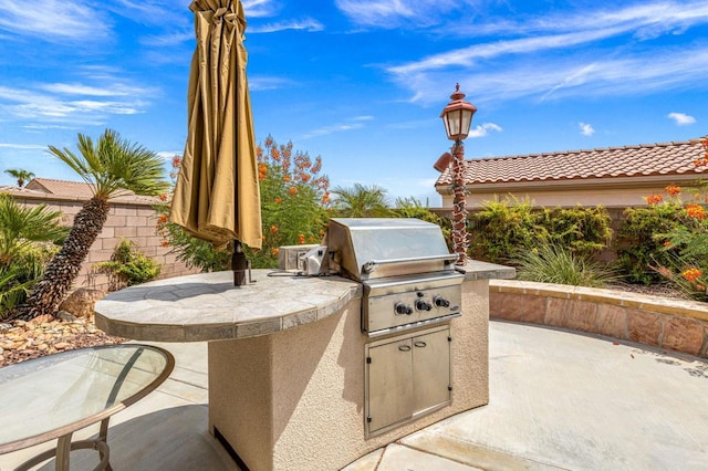 view of patio / terrace with area for grilling and an outdoor kitchen