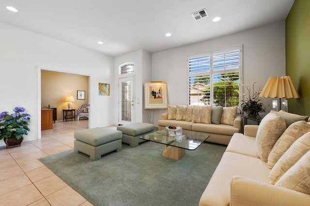 view of tiled living room