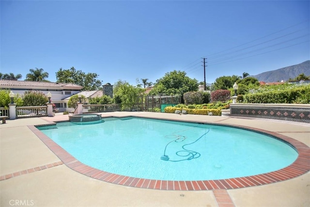 view of pool featuring a mountain view