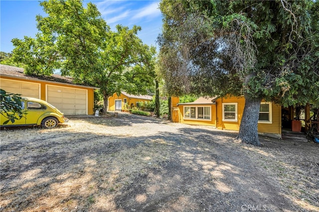 exterior space with a garage