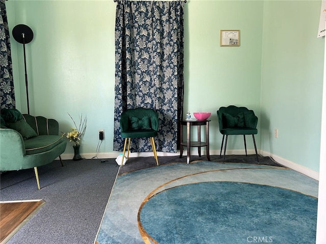 sitting room with carpet flooring