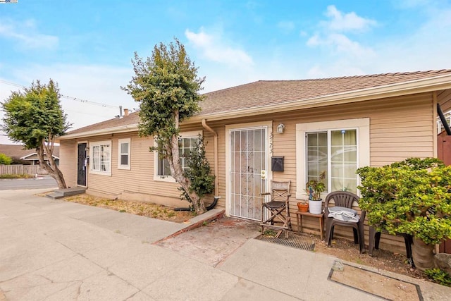 view of front of property with a patio