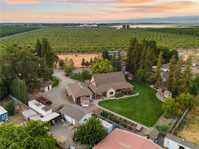 view of aerial view at dusk