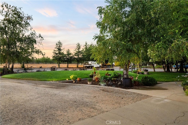 view of property's community with a lawn