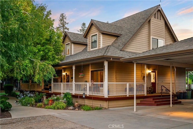 farmhouse featuring covered porch