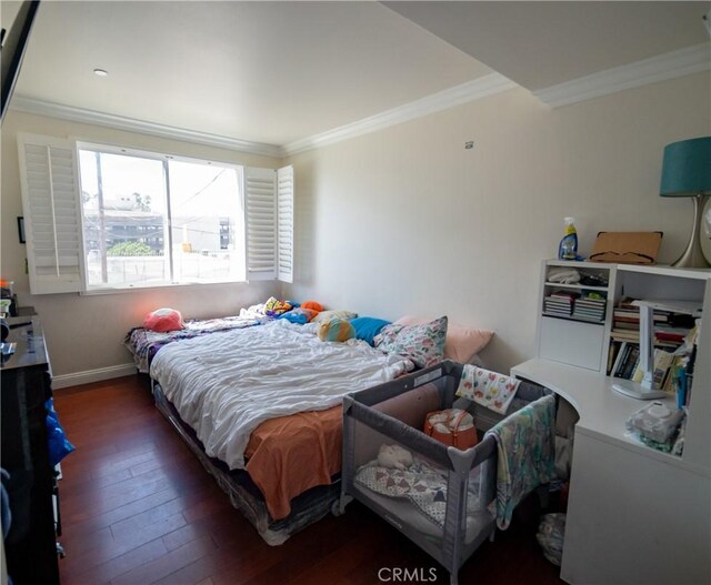 2021 Miramar St, Los Angeles, CA 90057 - bedroom featuring crown molding, baseboards, and hardwood / wood-style flooring