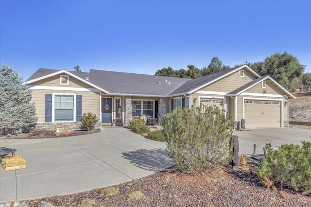 single story home featuring a garage