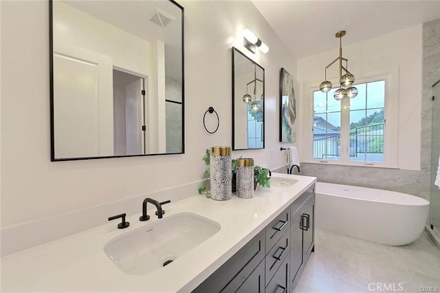 20487 Gartel Dr, Walnut, CA 91789 - full bath featuring a freestanding tub and double vanity