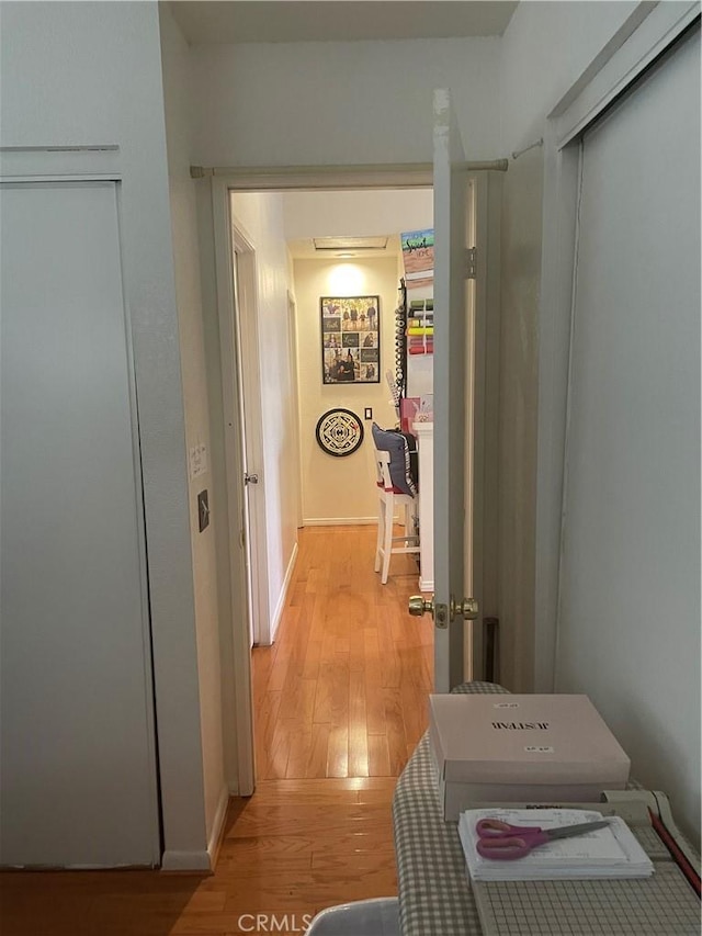 hall featuring light wood-type flooring