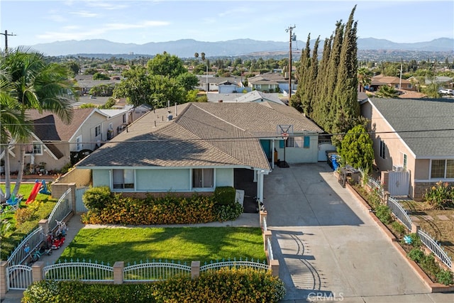 bird's eye view with a mountain view