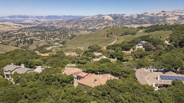 drone / aerial view with a mountain view