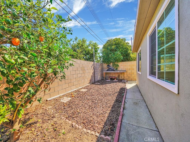 view of yard featuring a fenced backyard