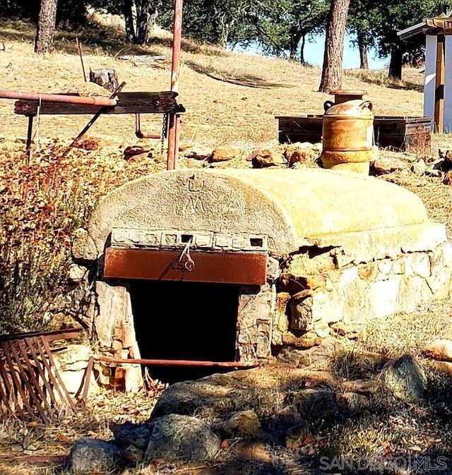 view of storm shelter