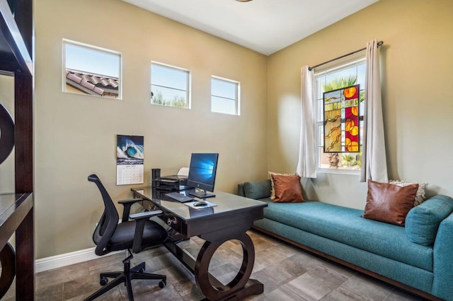 home office with a wealth of natural light