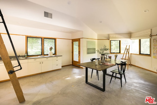 interior space featuring lofted ceiling