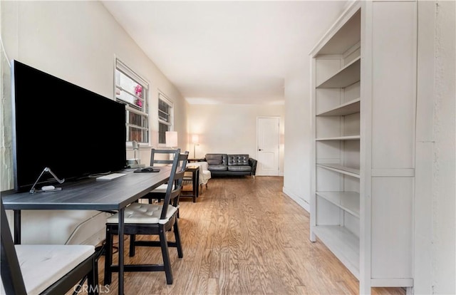 office area featuring light hardwood / wood-style flooring