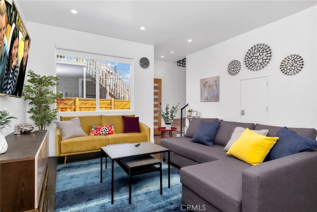 living room with hardwood / wood-style flooring