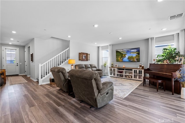 living room featuring hardwood / wood-style floors