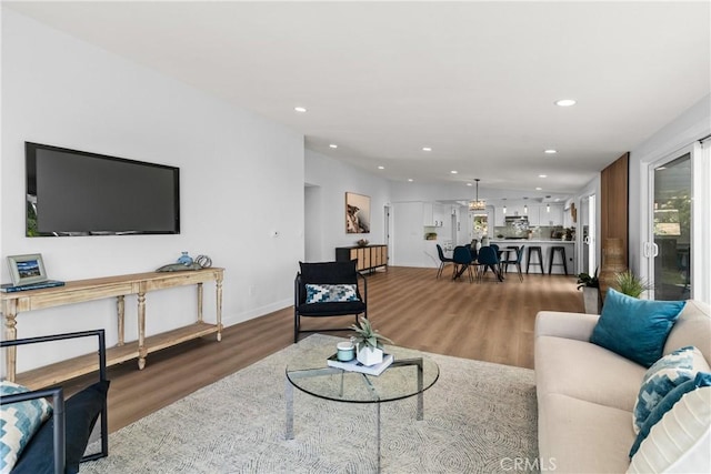 living room with hardwood / wood-style floors