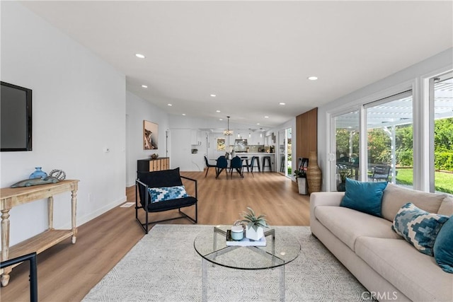 living room featuring light hardwood / wood-style flooring