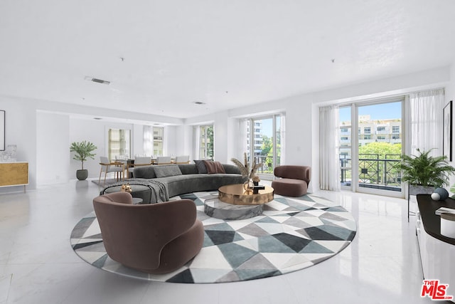 living room with plenty of natural light