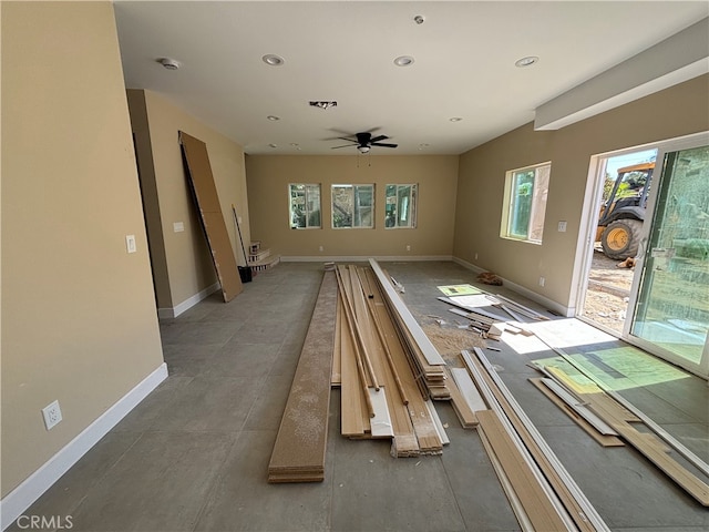 miscellaneous room featuring ceiling fan