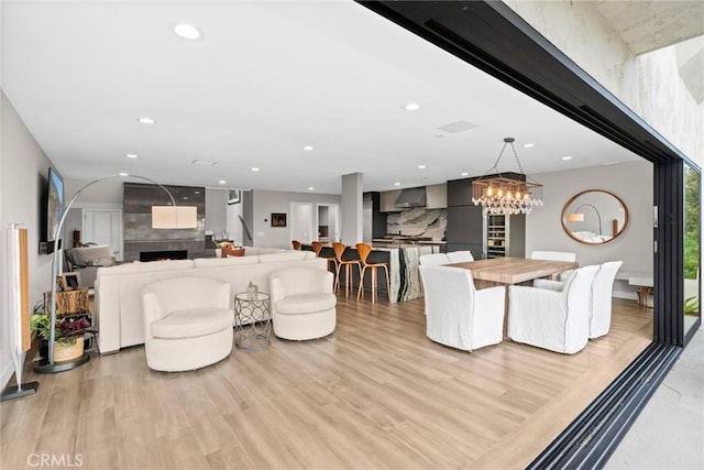 living room featuring light wood-type flooring