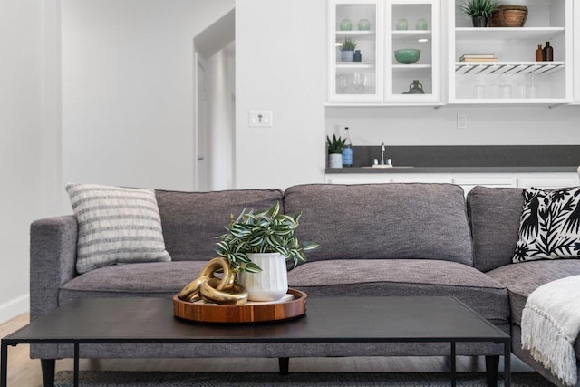 living room with wet bar