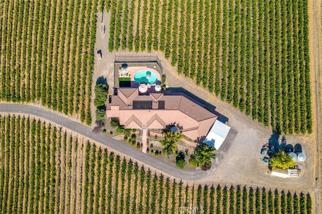 aerial view featuring a rural view