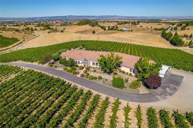 birds eye view of property featuring a rural view