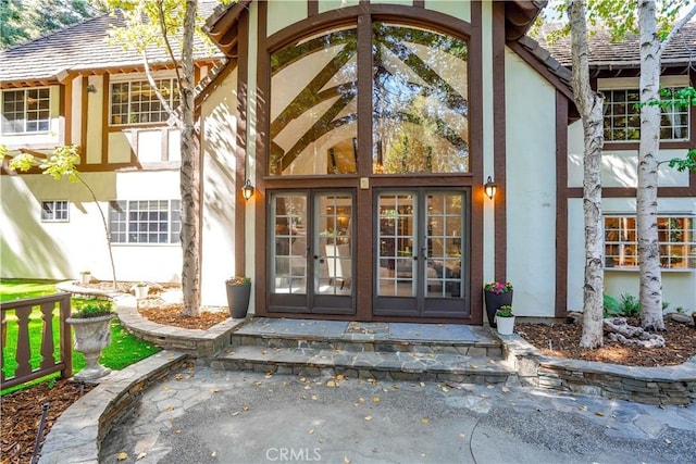 property entrance with french doors