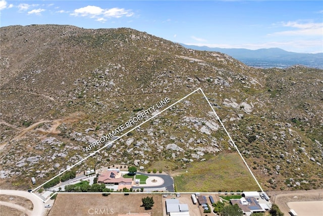 bird's eye view with a mountain view