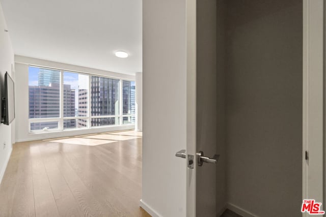 hall with wood-type flooring