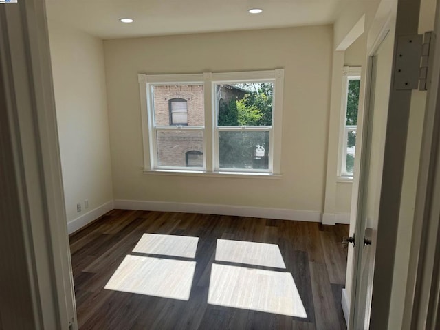 empty room featuring dark hardwood / wood-style flooring