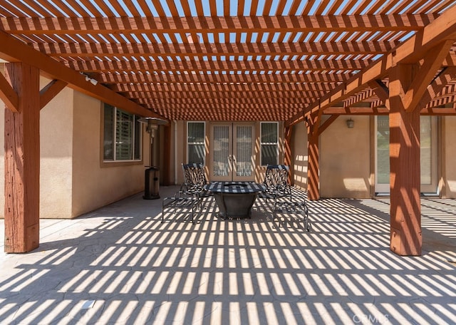 view of patio featuring a pergola